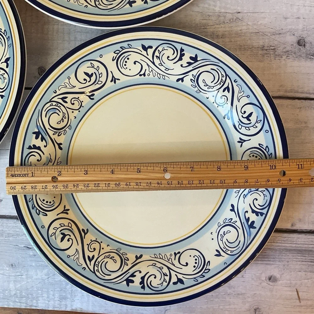 Better Homes And Gardens Renes Dinner Plates Blue Scrolls Set Of 3 Lot #2
